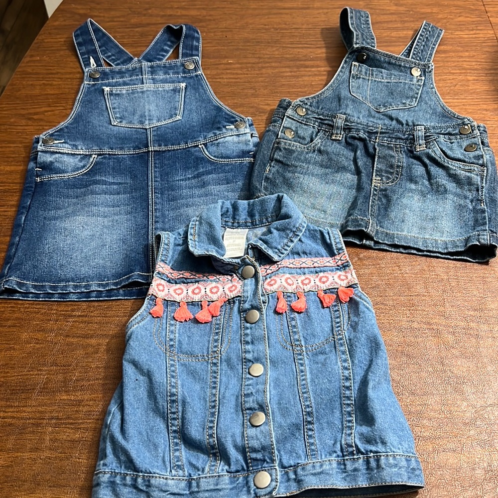 Overhaul Jean dress and jacket lot